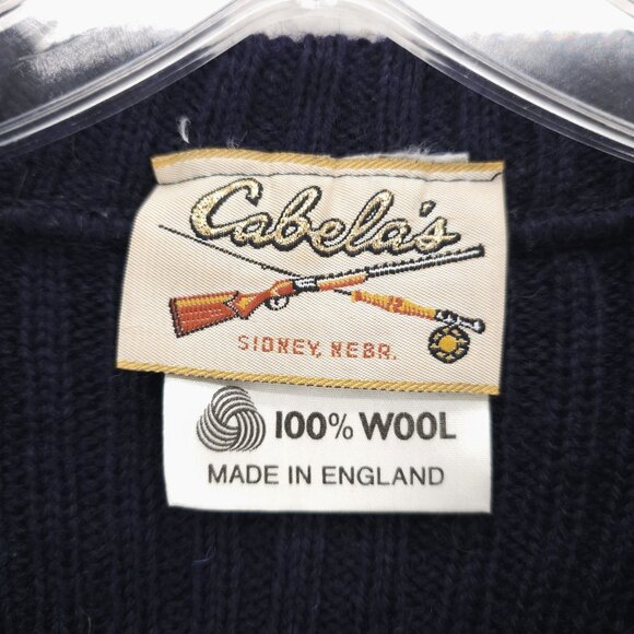 CABELA’S 100% Wool Blue Commando Sweater Patches Made in England Men’s Size 42" - Picture 4 of 6
